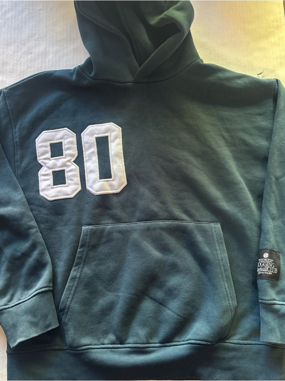 ZARA Youth Teal Green '80' Pullover Hoodie Sweatshirt
